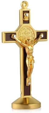 Uplifted Finds Exquisite Metal & Wood Christian Crucifix Car Dashboard Ornament gold