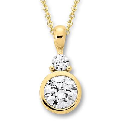 Kette mit Anhänger ONE ELEMENT "Zirkonia Anhänger aus 333 Gelbgold", gold, Halsketten, Damen, Gelbgold 333, Symbolische Note – harmonisch gestaltet mit Liebe zum Detail