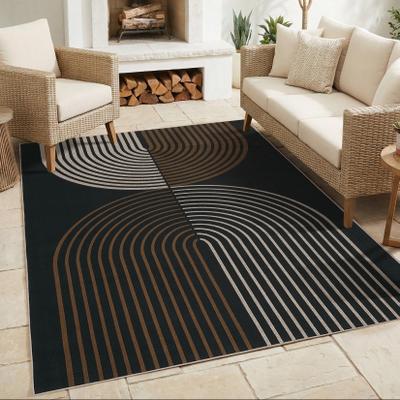 Garvee Modern Arch Stripe Easy Jute Area Rug