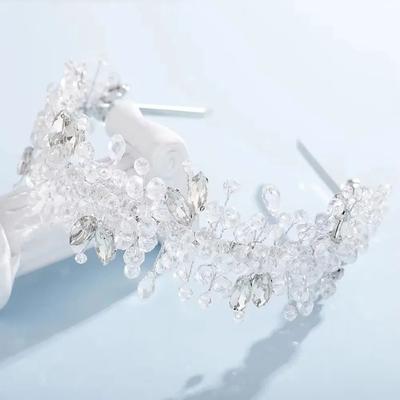 Uplifted Finds Women Rhinestone Bridal Tiara Headband Handmade silver