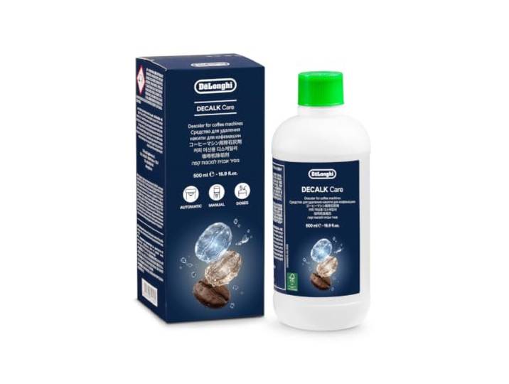 De'Longhi Decalk Care - Entkalker für Kaffeemaschinen 5 Entkalkungsdosen Echt De'Longhi Entkalker, Pflegezubehör für Kaffeemaschinen, Milchsäure pflanzlichen Ursprungs, 500ml Flasche, DLSC500