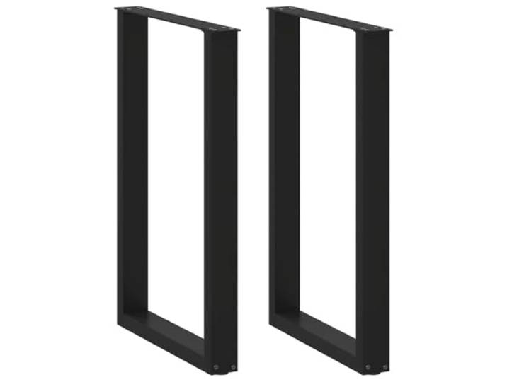 PHGTYUK Bartischbeine U-Form 2 STK Schwarz 60x91 cm Stahl Pulverbeschichtet, Verstellbare Nivellierfüße, Vorgebohrte Löcher, Robust, Für Couchtisch