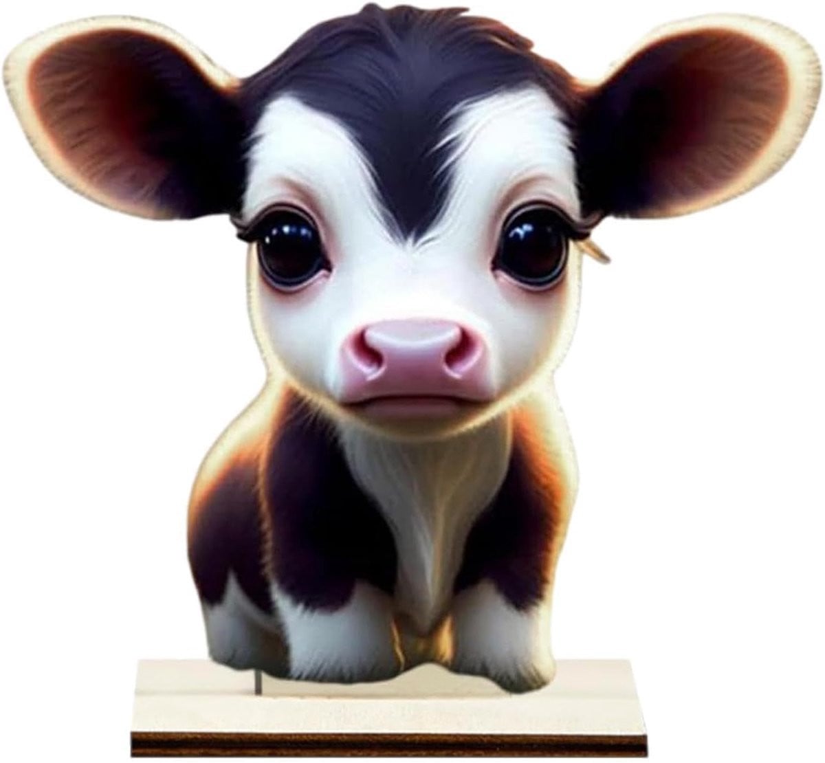 Houten Koe Decoratie - Bruin Boerderij Beeldje - Breedte: 15 cm