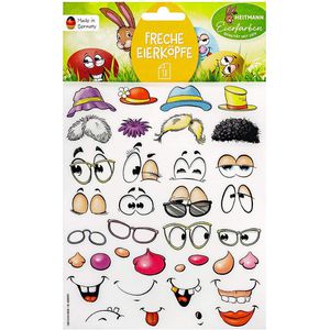 Heitmann-Eierfarben Sticker Freche Eierköpfe, Lustige Gesichter für Ostereier, 36 Aufkleber, 36 Stück