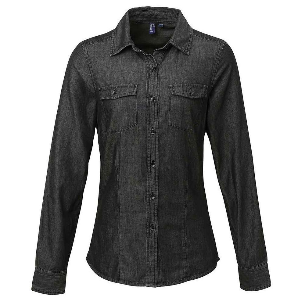 Premier Dames denim jean stijl gestikt overhemd