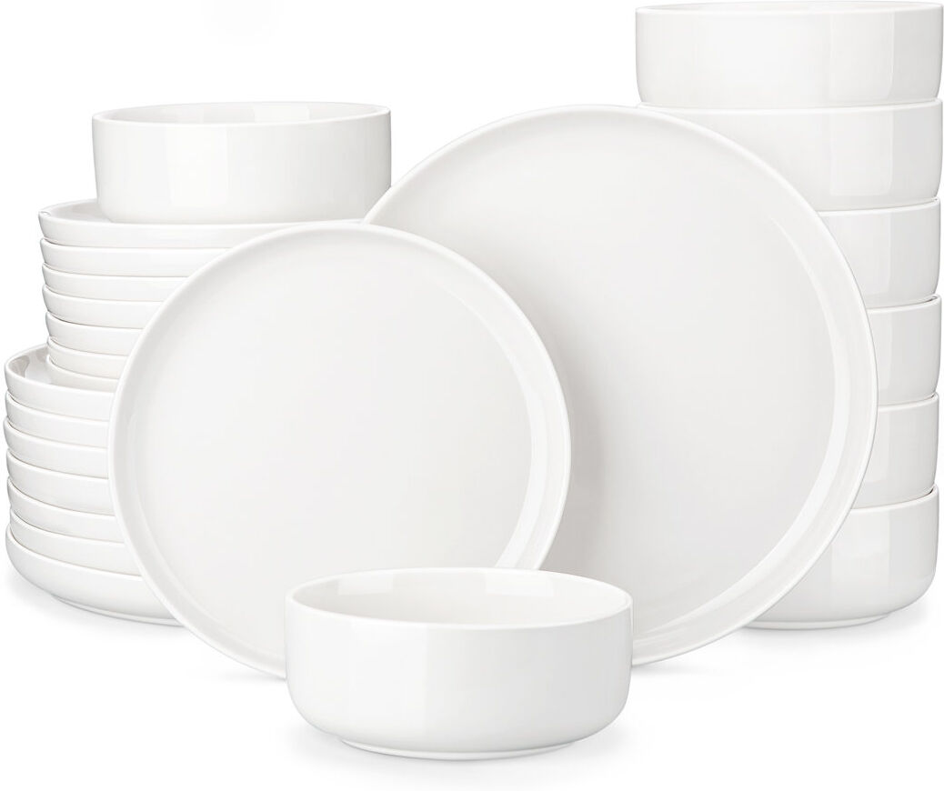 MALACASA 24 Piece Porcelain China Dinnerware Set - Service for 8 Ivory;White 24