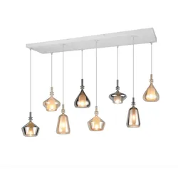 Hängelampe Pendelleuchte Deckenleuchte Metall weiß E14 8-flammig L 115 cm
