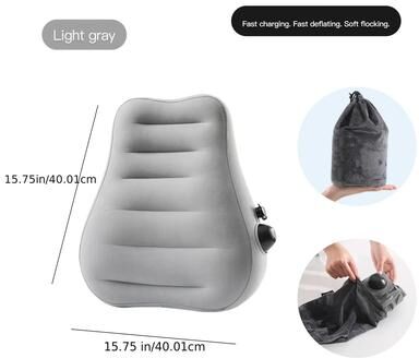 Inspired Finds Inflatable Lumbar Support Pillow Press Type Travel Back Cushion For Flights light Grey