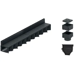1m ACO Self® Hexaline 2.0 Entwässerungsrinne mit Schlitzaufsatz Kunststoff + Revisionselement + Stirnplatte