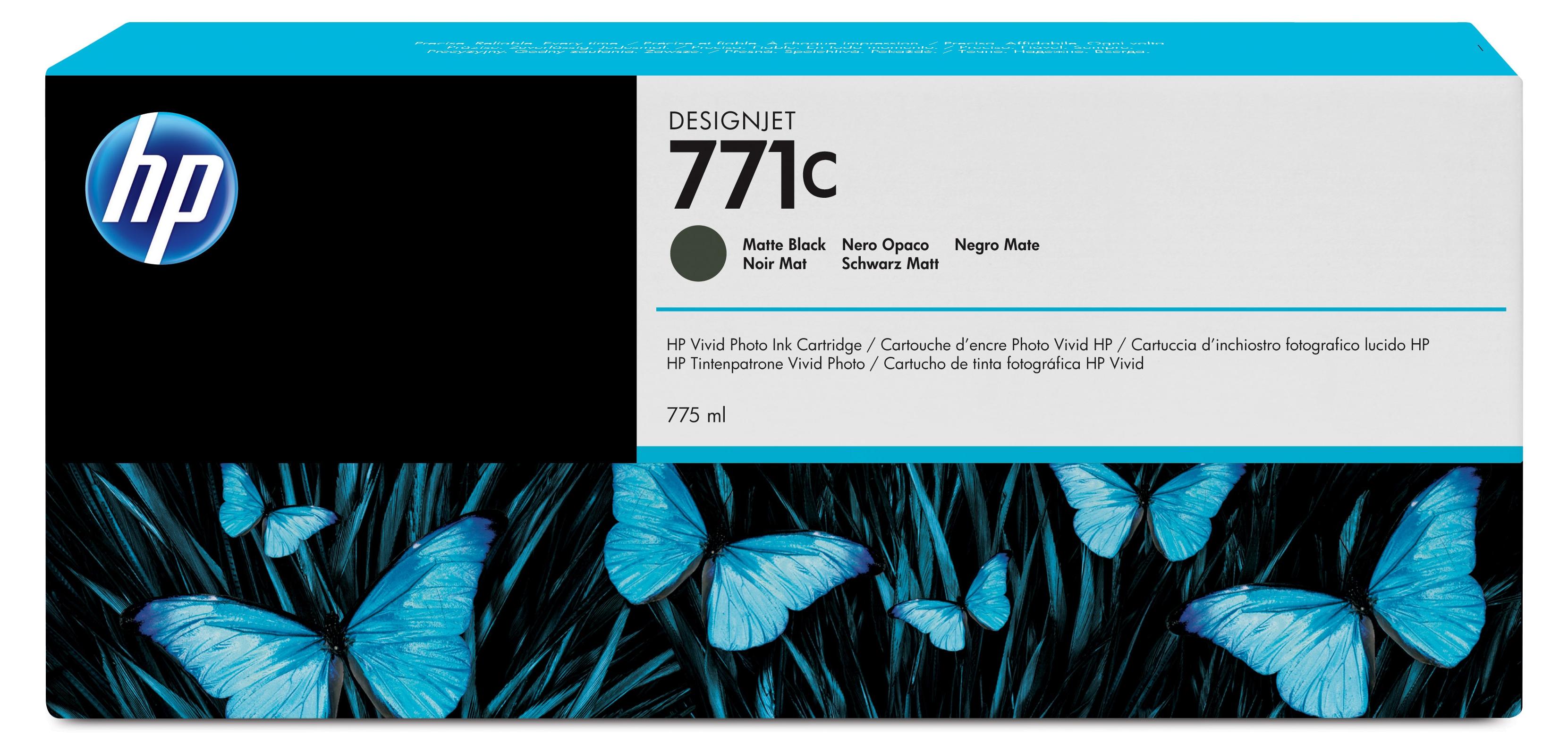 HP 771C Mattschwarz DesignJet Druckerpatrone, 775 ml, HP DesignJet Z6200 Fotodruckerserie, HP DesignJet Z6610 Fotoproduktionsdrucker, HP DesignJet Z6810..., Thermal Inkjet, Schwarz, Kleine und mittelständische Unternehmen, Japan, Singapur, 324 mm