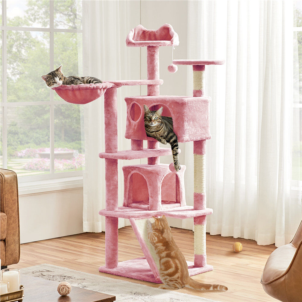 Yaheetech 146 cm H Cat Tree / Condo Pink 146cm H X 48.5cm W X 48.5cm D