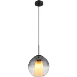 Pendelleuchte Hängelampe Esszimmerleuchte rauchfarben schwarz Glaskugel H 120 cm