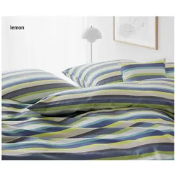 Elegante Bettwäsche Color Stripe - 135x200 cm + 40x80 cm	lemon