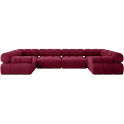 WOHNLANDSCHAFT modulares Sofa Birno-U2 - 380x190x70 cm Bordeauxrot Velours