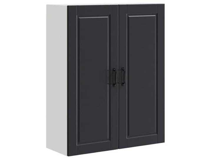 IBUQDDV Wandschrank Porto Schwarz 80 x 31 x 100 cm Holzwerkstoff Wandmontage,geräumige Fächer,Ablagen,für Geschirr und Vorräte,Innenbereich,klare Linien
