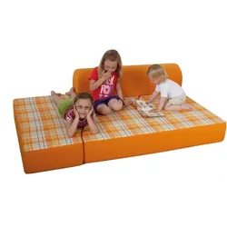 Bett-Sofa mit Rückenrolle, schwer entflammbar