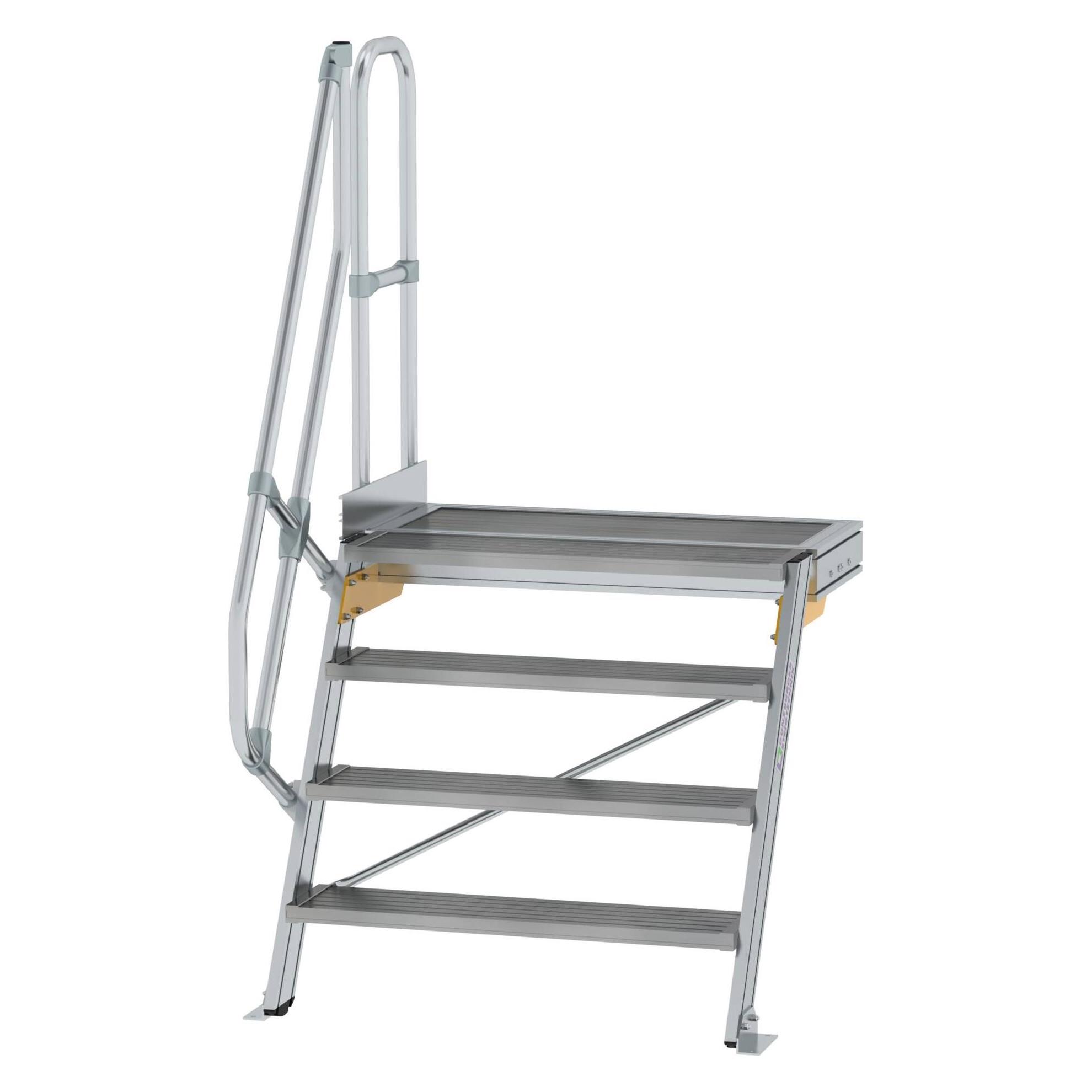 Munk Treppe mit Plattform 60° Stufenbreite 1000 mm 4 Stufen Aluminium geriffelt (Gerüst) (600404)