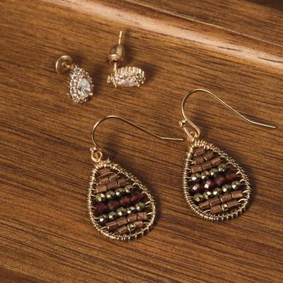 Lucky Brand Beaded Earring Set - Women's Ladies Accessories Jewelry Earrings in Gold, Size OneSize
