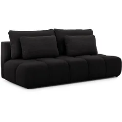 SCHLAFSOFA Belluno aus hochwertigem Schwarz Plüschstoff mit Bettkasten und tiefen Steppungen in Bubble-Optik