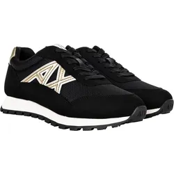 A|X ARMANI EXCHANGE Damen Sneaker - Drop Microsuede, Turnschuh, Mesh, Retro, Logo Schwarz / EUR 39