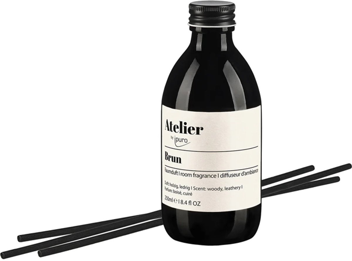 Atelier by Ipuro Geurstokjes Navulling Bruin 250 ml - Huisparfum