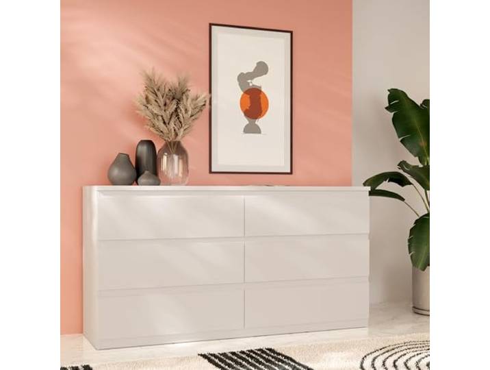 Forte EDMORE Kommode 150 160, Moderne Kommode mit 6 Schubladen, Holzwerkstoff, Secret Grey, 153,9 cm breit x 79,8 cm hoch x 42,2 cm tief