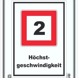 HB-Druck Höchstgeschwindigkeit 2 kmh nicht zu überschreiten Aufkleber mit Symbol und Text A1 (594x841mm)