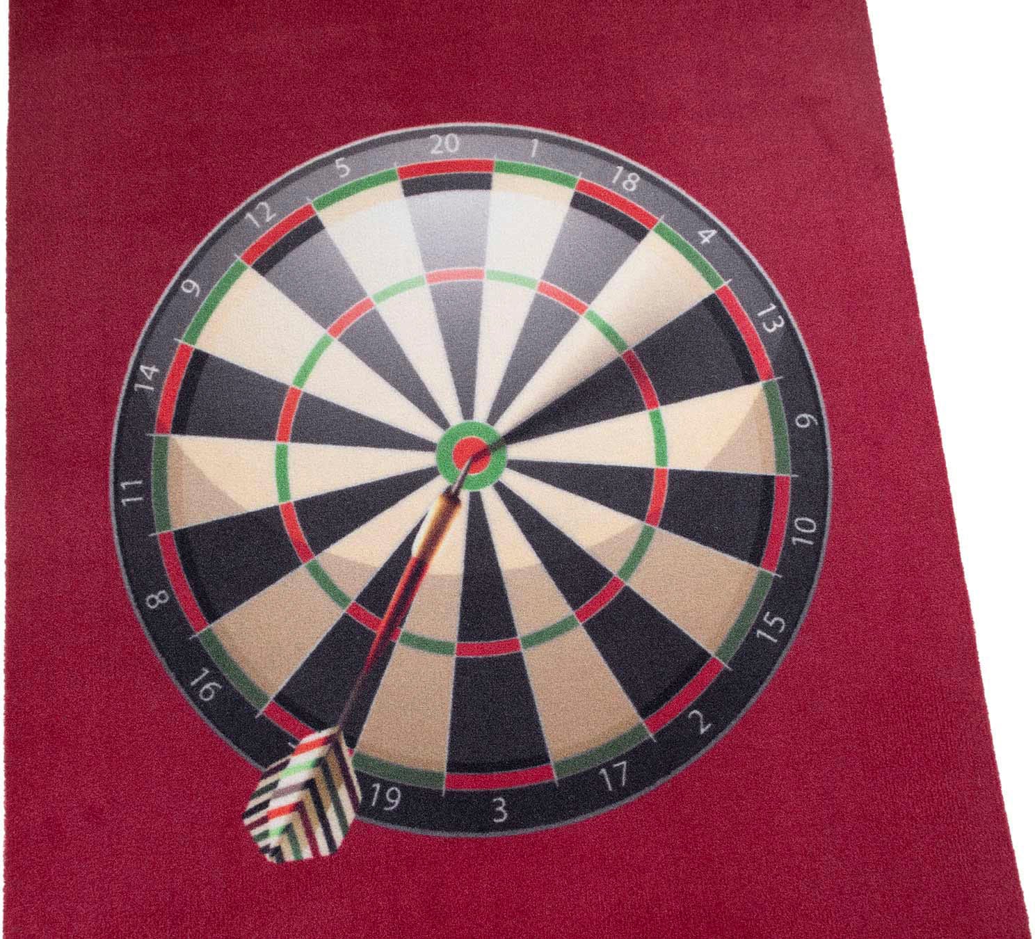 Läufer "Dartteppich BRISTOL, Made in Belgium", rot, B:65cm H:5mm L:300cm, Polyamid, PRIMAFLOR-IDEEN IN TEXTIL, Teppiche, Läufer, Dartmatte mit offiziellem Spielabstand 237 cm, rutschhemmend rot B : 65cm 1 Stk., 5mm, L: 300cm