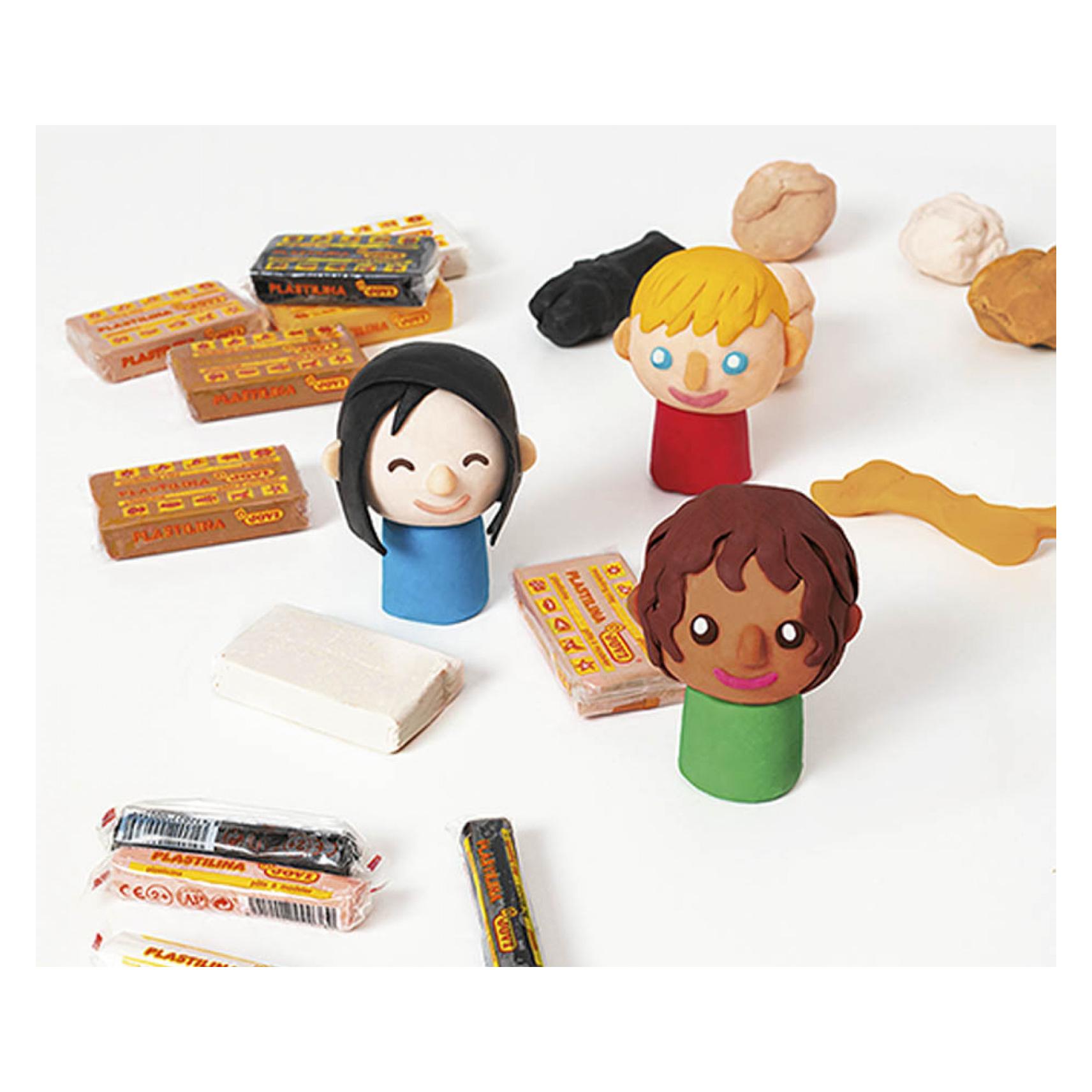 Jovi Plastilina Knetmasse, Multikulturelle Farben, 6er Schachtel, je 50 g, sortiert (70/6M-JV)