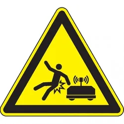 Dreifke® Warnschild Warnung vor Fahrerlosen Transportsystemen, praxisbewährt, Folie, SL 100mm