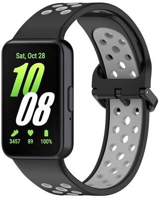Everyday Crate XDfind Samsung Galaxy Fit 3 Silicone Watch Band Two Color Breathable Watch Strap black Grey