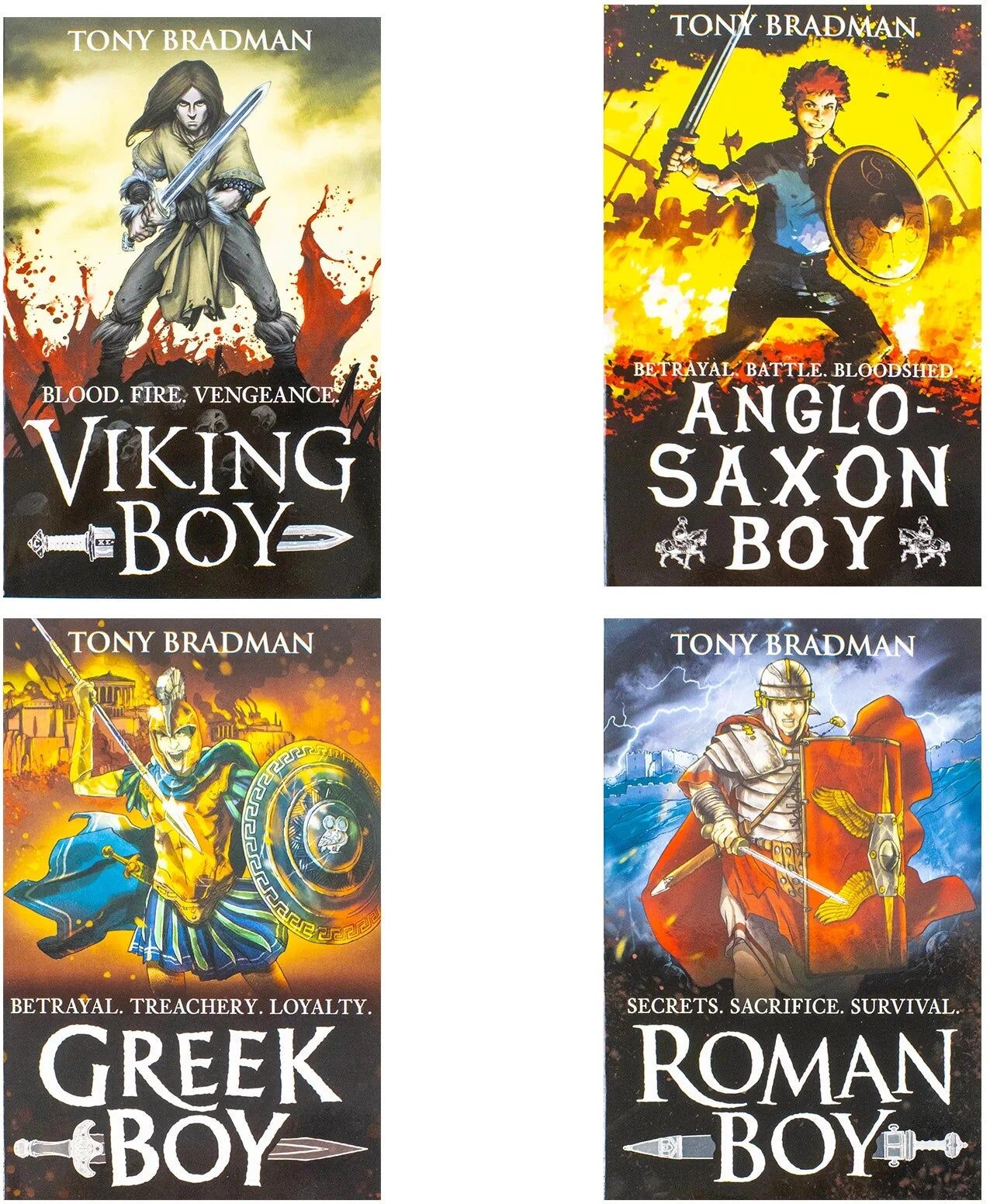 Walker Books Tony Bradman Historical Adventures Collection 4 Books Set (Viking Boy, Greek Boy, Anglo-Saxon Boy & Roman Boy)