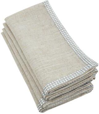 Saro Lifestyle Jeweled Studded Border Napkin - Set of 4 pcs
