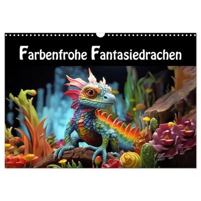 Farbenfrohe Fantasiedrachen (Wandkalender 2027 DIN A3 quer), CALVENDO Monatskalender