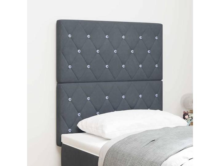 vidaXL LED Kopfteil mit LED-Lichtleisten Dunkelgrau 80 cm Samt