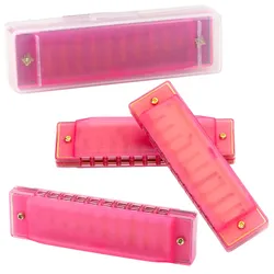 10-Loch-Mundharmonika für Anfänger, rosa Etui