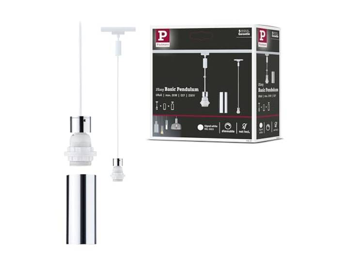Paulmann 94887 URail Pendel 2Easy E27 max. 20W dimmbar 230V Signalweiß Schienensystem - Leuchtmittel frei wählbar