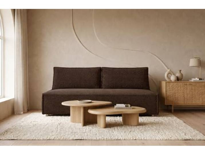 Kaiser Möbel Sofa Duo - Klappsofa mit Schlaffunktion, Schlafsofa Couch, Loungesofa Bettsofa, Wohnzimmer, Schlafzimmer, ​POSO Stoff- Cord 90 x 200 x 92 cm - Duo (Braun)