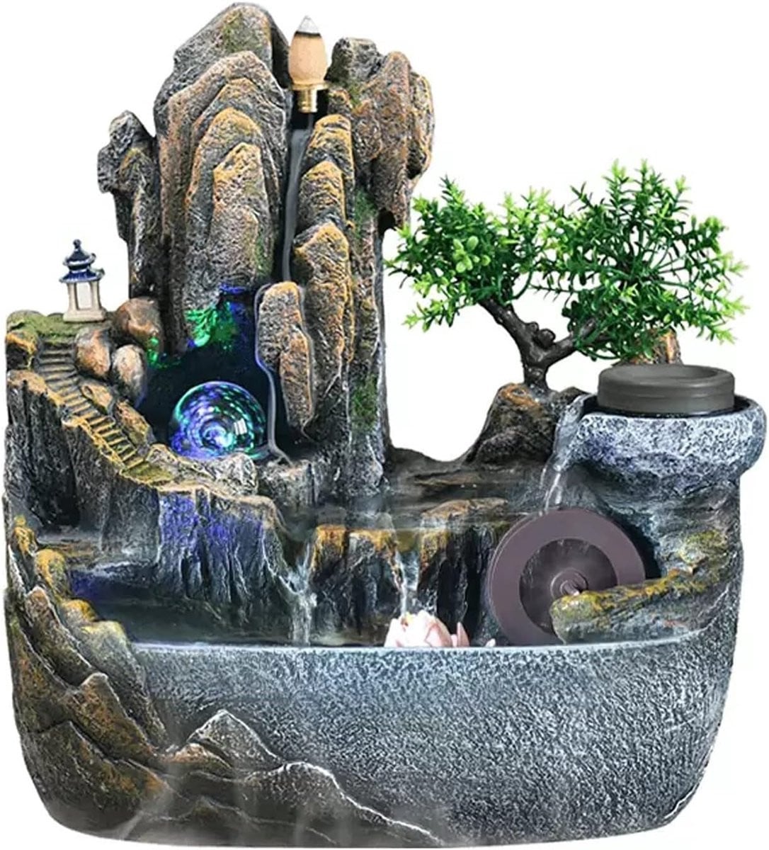 Binnenfontein Rots waterval Zen fontein met automatische pomp, Hoogte: 30 cm