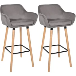 CLP 2er Set Barhocker Grant Samt   Farbe: grau