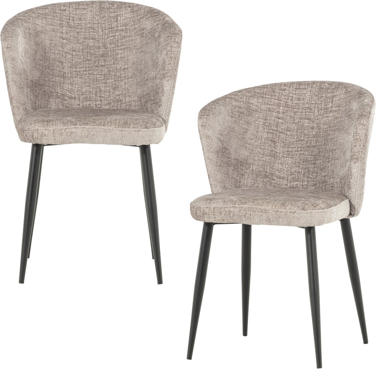 WOOOD Luse Eetkamerstoel met armleuningen - Velvet - Beige - Set van 2