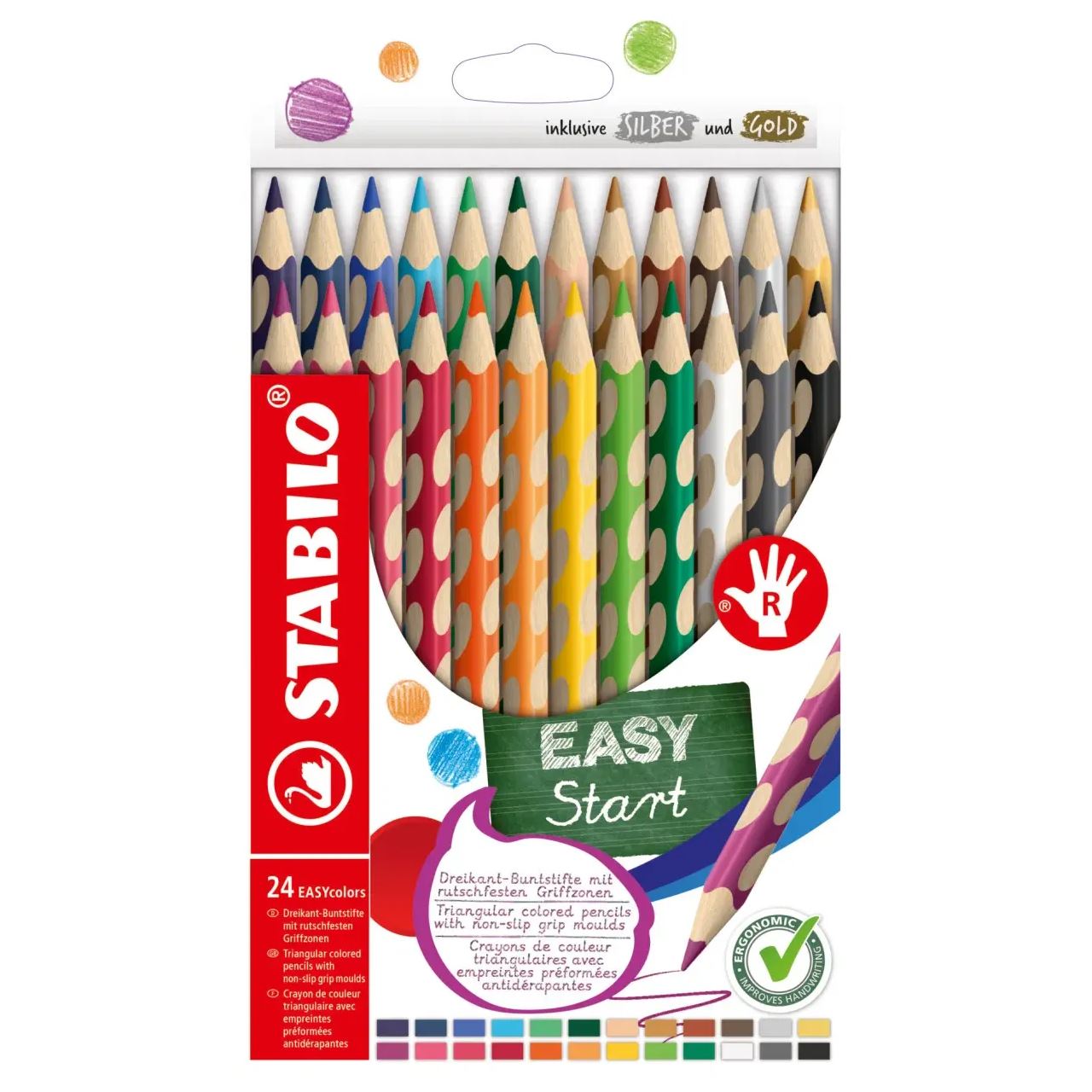 STABILO EASYcolors R Buntstifte farbsortiert, 24 St.