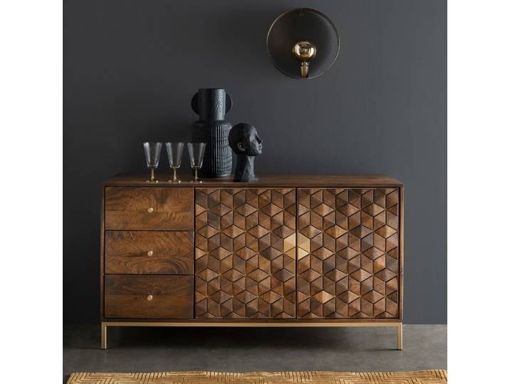 Sideboard 140x77cm 'Assuan' Mango & Metall goldfarbig WZ-0462