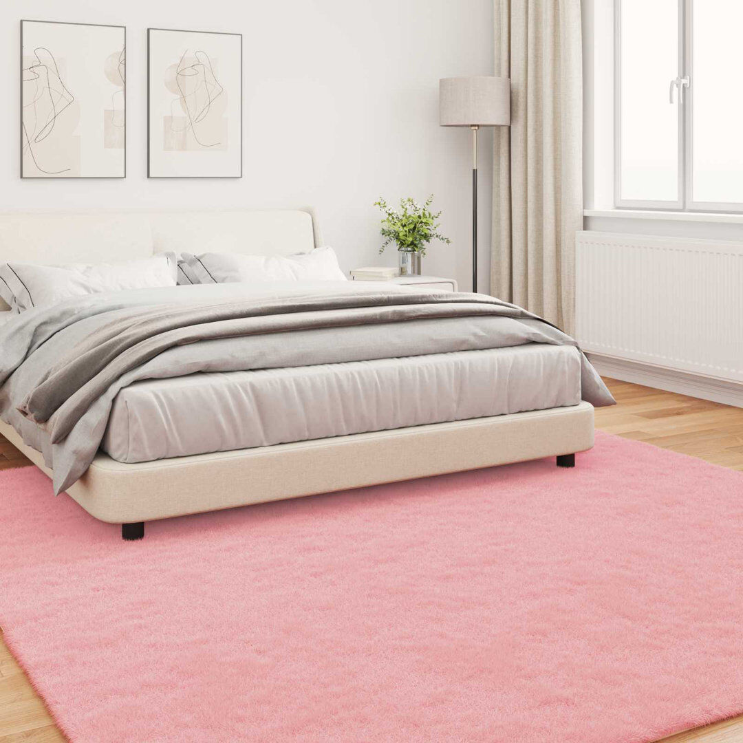 Latitude Run Faux Rabbit Fur Rug Olite Polyester Pink Square 240 cm