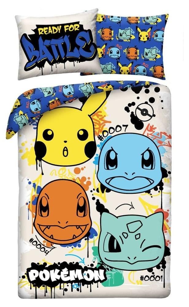 Halantex Pokemon Dekbedovertrek Set voor Kinderen, 140 x 200 cm