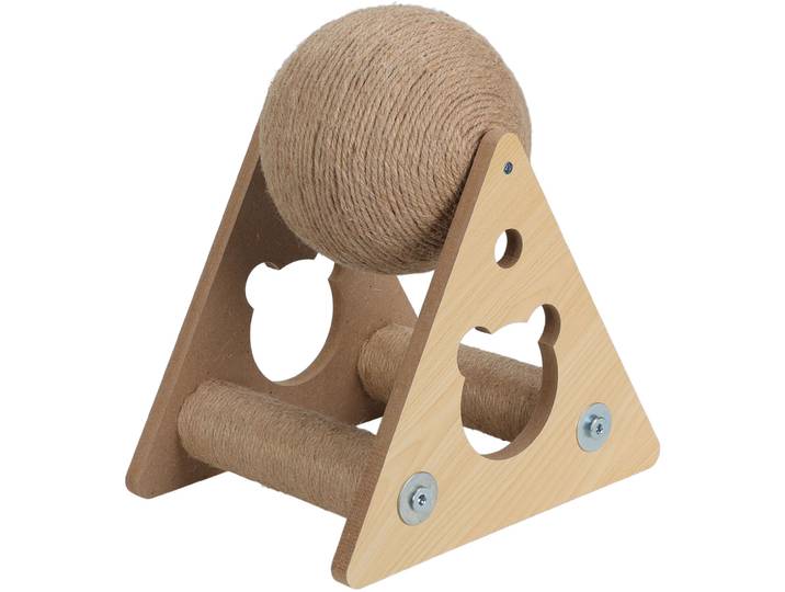 Kratzball für Katzen auf Holzständer, Kratzkugel, 26 x 19 x 29 cm