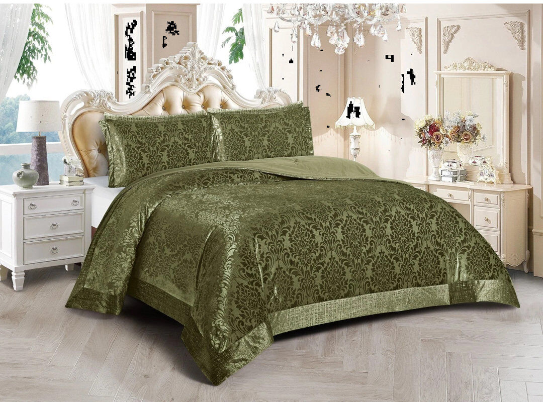SHAZ HOME Microfiber Bedspread with Pillow Shams Included Green Super King