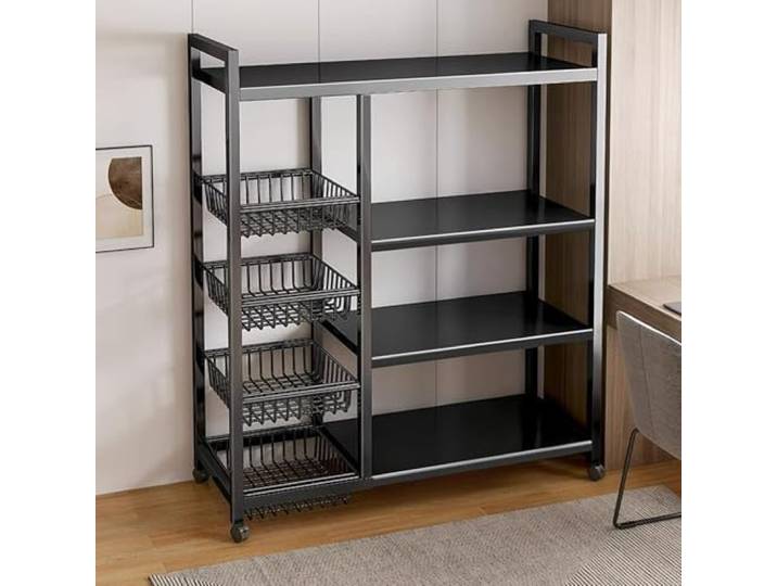 Küchenspeicherregal, bodenstehender mehrschichtiger Gemüsespeicherregal, multifunktionaler sonstiger Haushaltsregal, justierbarer Snackspeicherregal,90X32X135cm