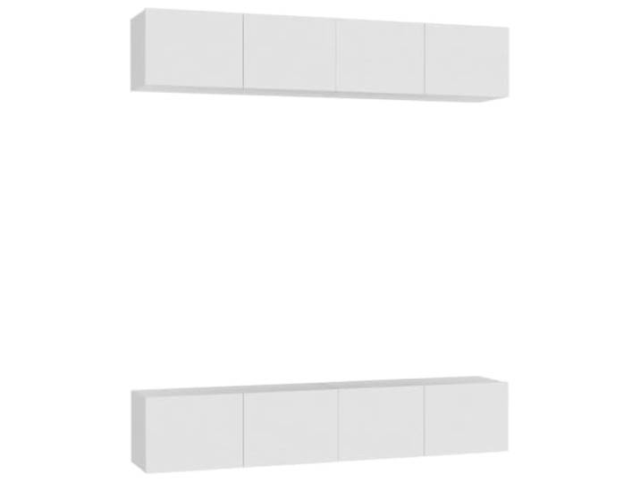 Roanoer TV-Schrank 4er Set Wandmontiert Weiß 80x30x30 cm Holzwerkstoff Platzsparendes Hängeboard-Set für Wohnzimmer & Schlafzimmer mit viel Stauraum für Receiver & Bücher.