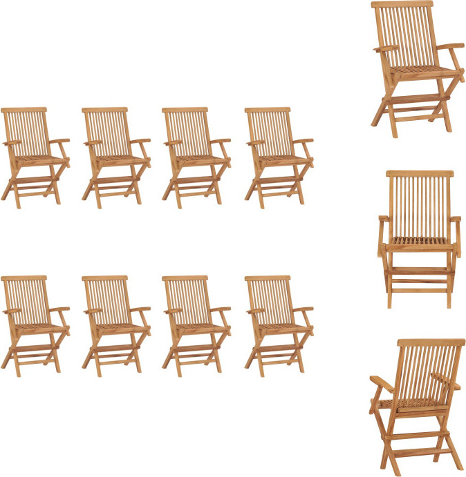vidaXL Klappbare Gartenstühle 8 Stk. Massivholz Teak - Gartenstühle